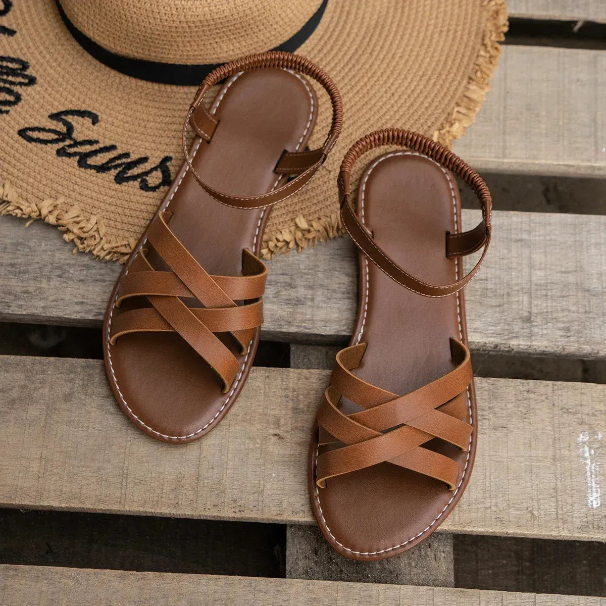 ÉLÉGANCE FLEX™ | Sandales Plates Femme Été – Confort Léger & Style