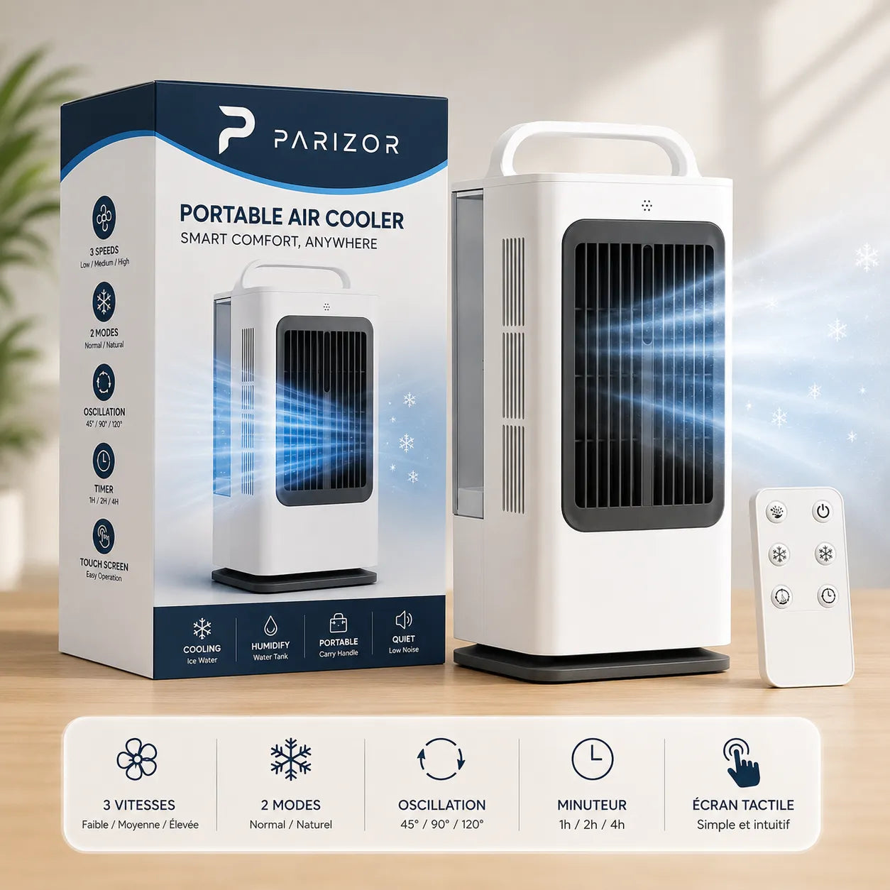 FrostEase | Climatiseur Mobile Sans Évacuation Silencieux 3-en-1