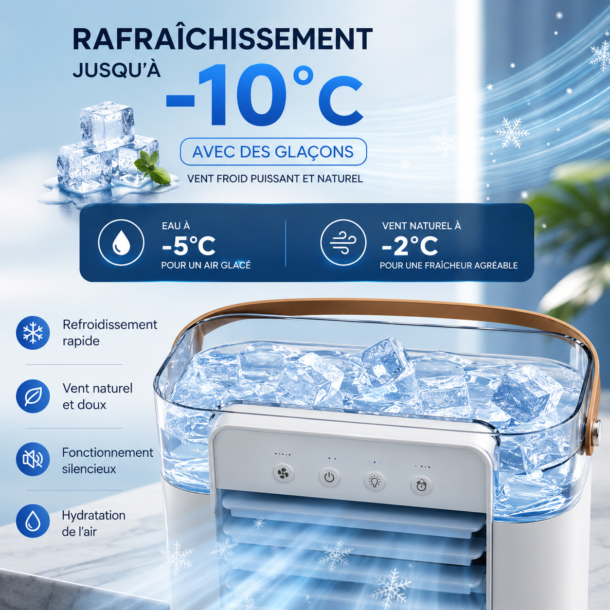 CoolMist | Climatiseur Mobile Sans Évacuation Silencieux 3-en-1