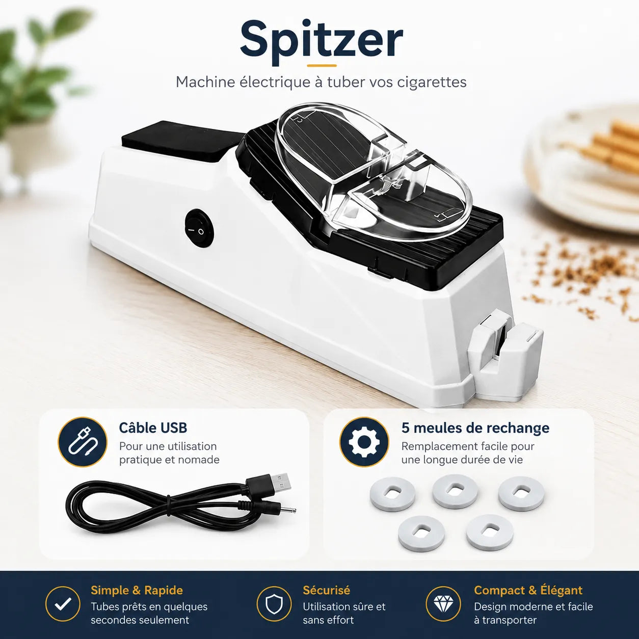 SharpEase | Aiguiseur Électrique Rechargeable USB pour Couteaux et Ciseaux