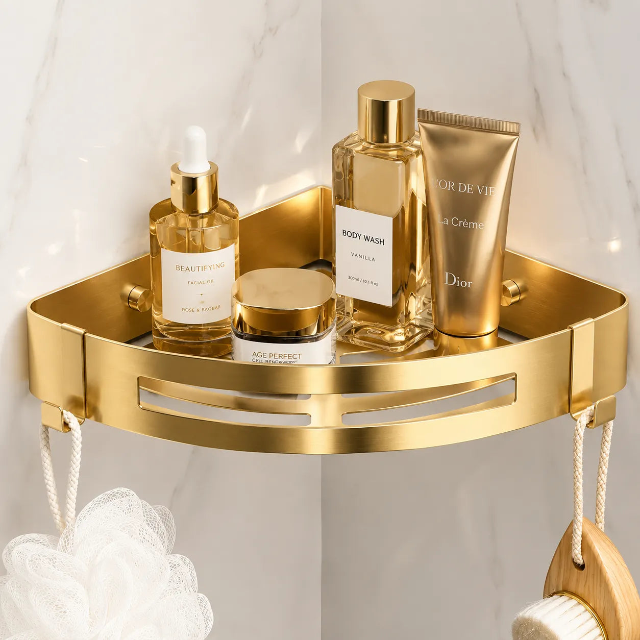 AureliaSet | Ensemble Accessoires Salle de Bain 3 Pièces en Métal Or/Argent
