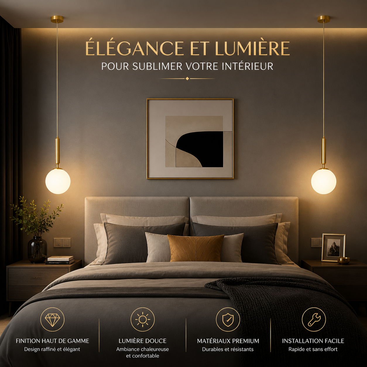 Luminaire pour une chambre - Lustre chambre moderne