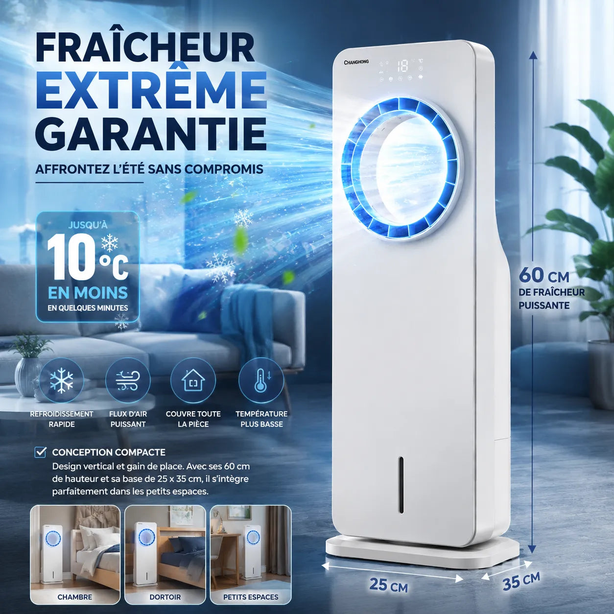FrostTower | Ventilateur Brumisateur Refroidisseur d'Air Climatiseur Mobile 4L