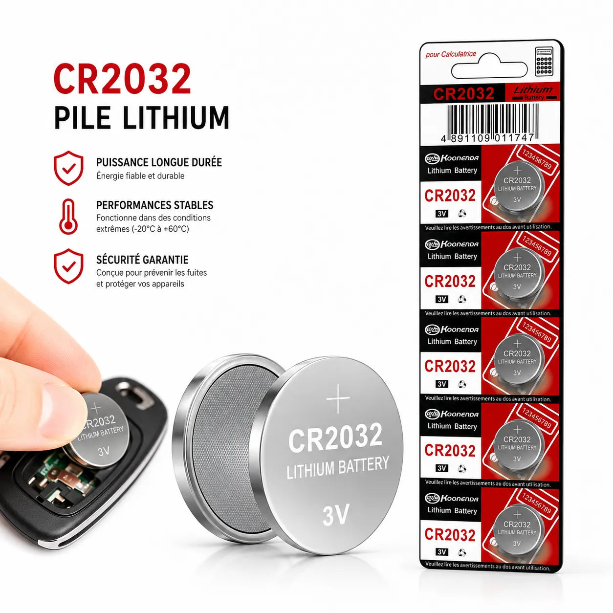 StrongPower | Piles Bouton CR2032 3V Longue Durée