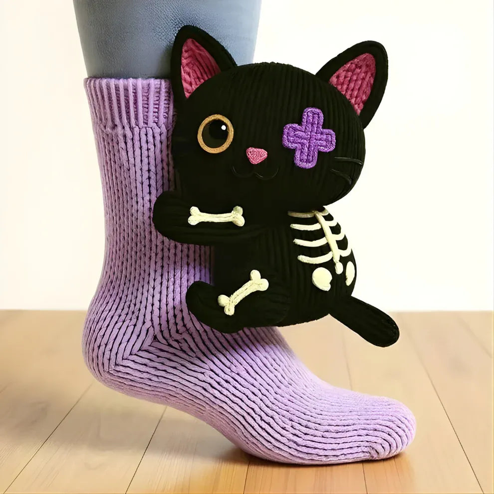 CozyPaws | Chaussettes Cocooning Antidérapantes avec Motif Animal 3D