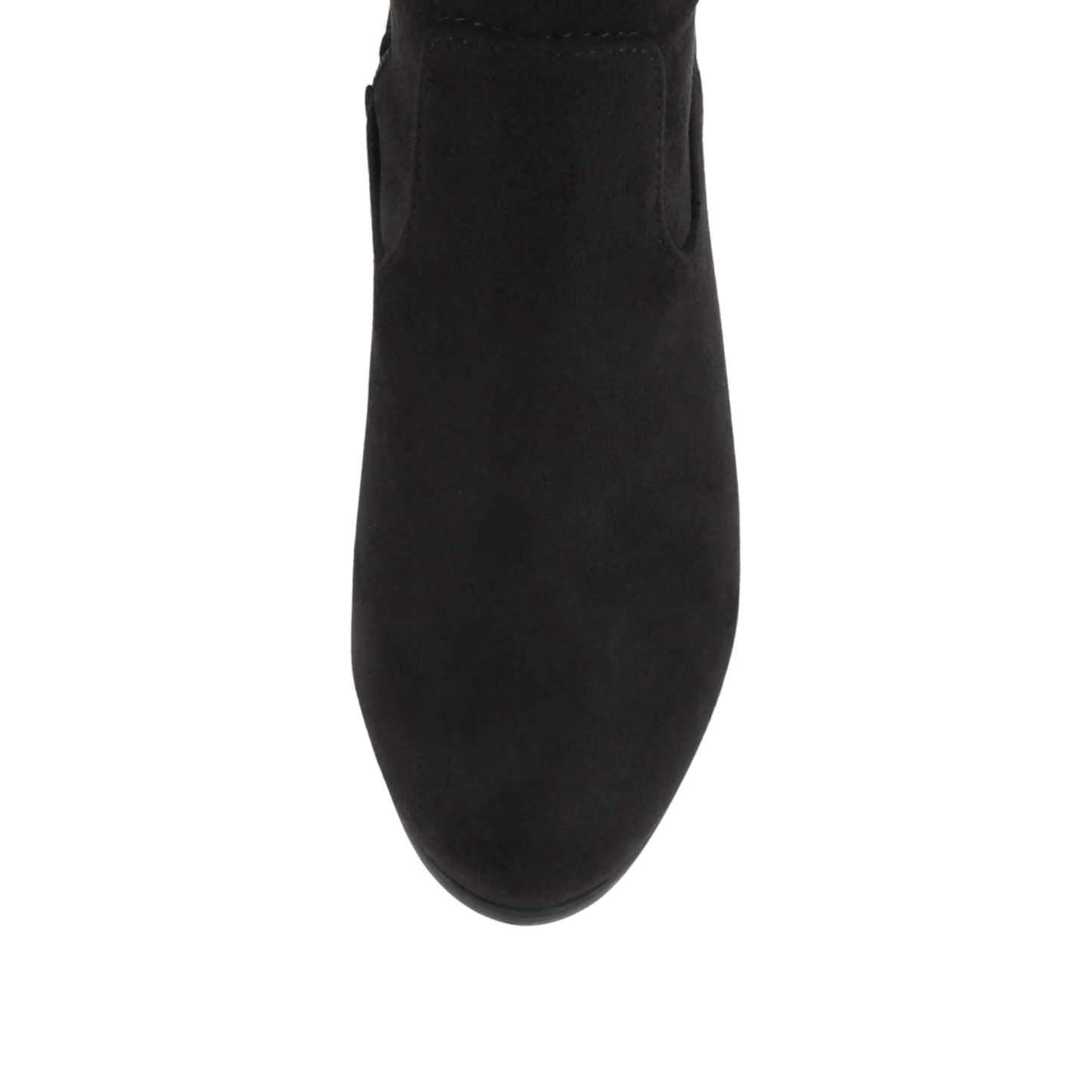 Cuissardes noires en simili daim pour femme , talon bas et lien de serrage arrière