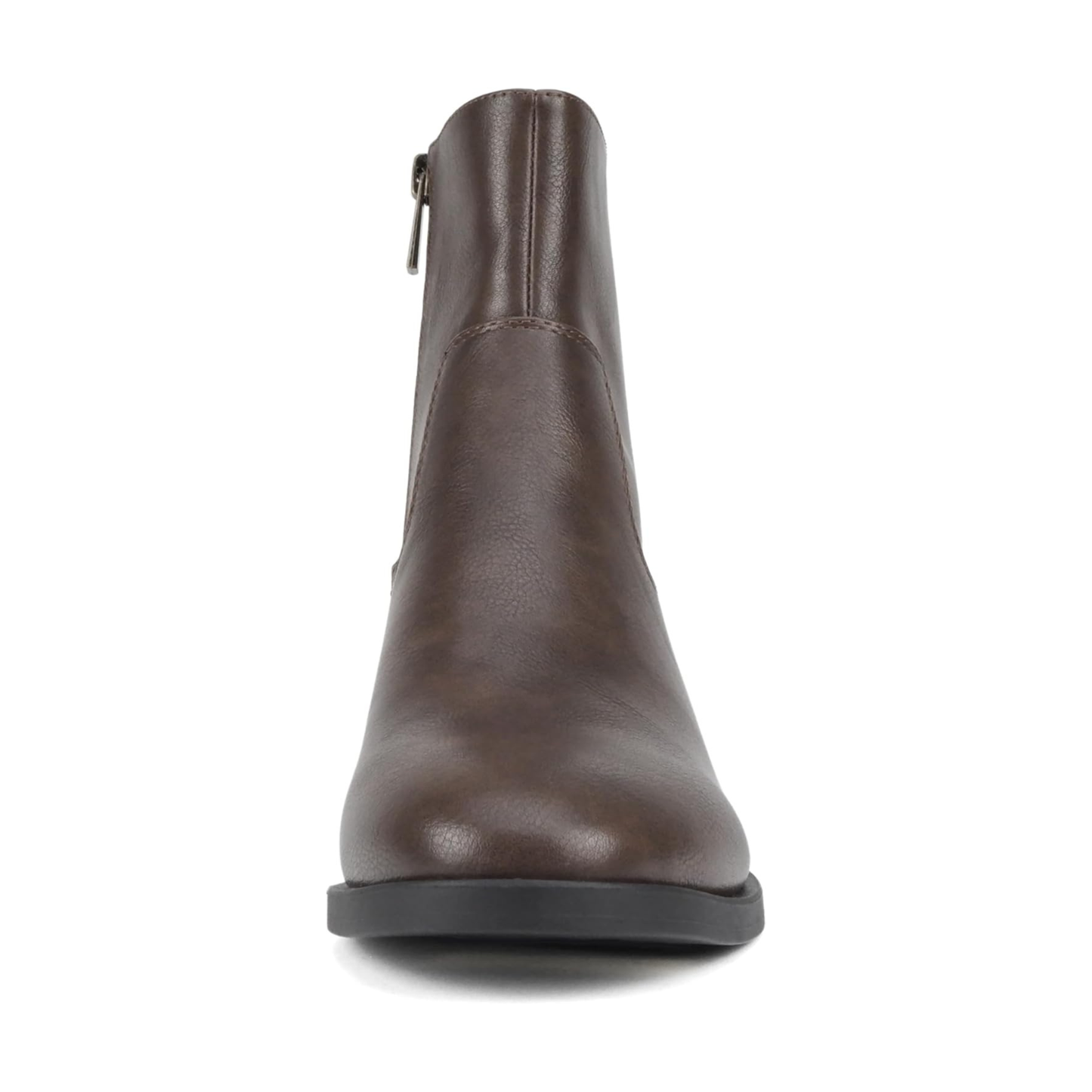 Bottines marron à talon bloc bas avec fermeture éclair latérale pour femme