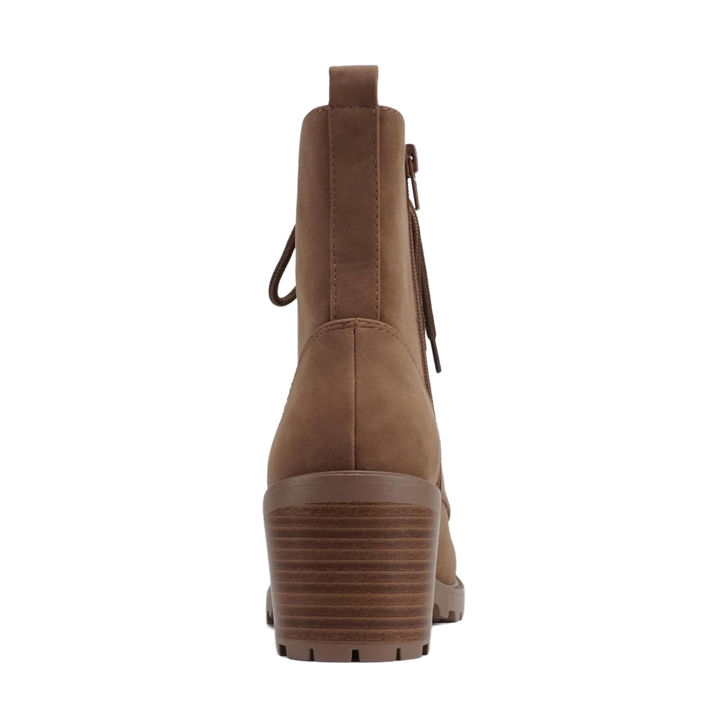 Bottines cognac à lacets, semelle crantée et talon bloc moyen pour femme