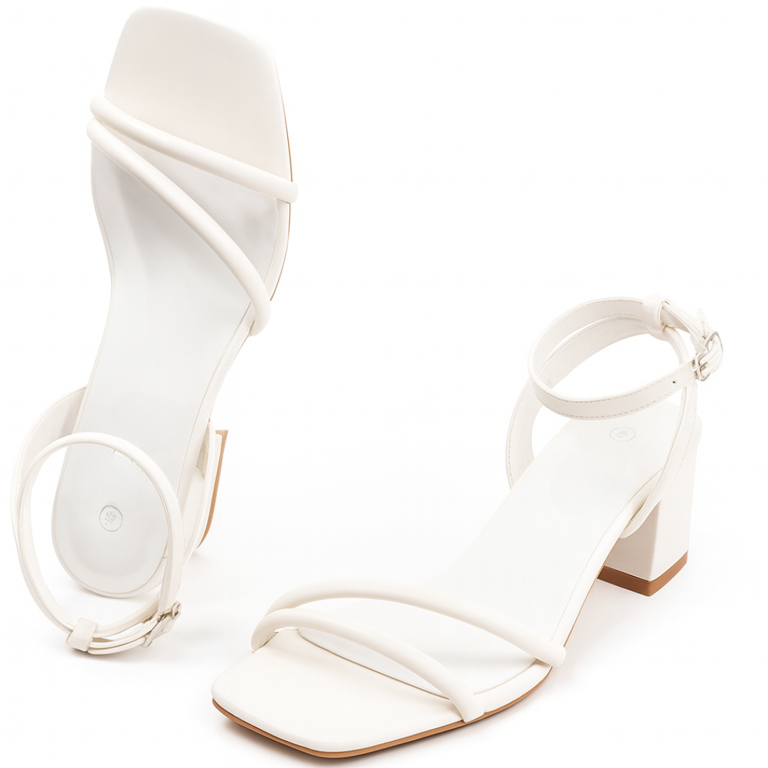 Sandales à Talon Bloc Femme – Bout Carré Ouvert avec Brides et Fermeture Boucle