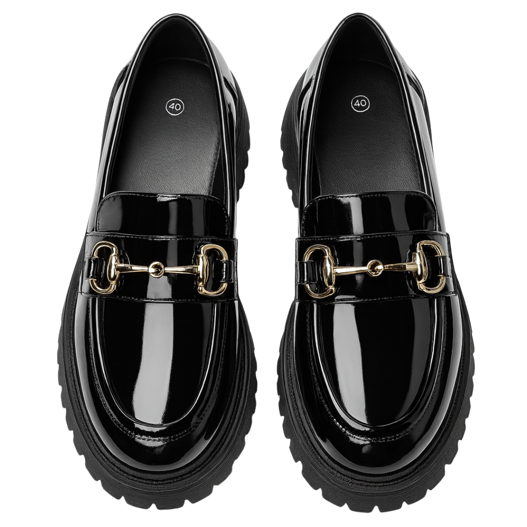 Loafers pour Femme à Semelle Plateforme – Chaussures Slip-On Confortables avec Boucle Métallique