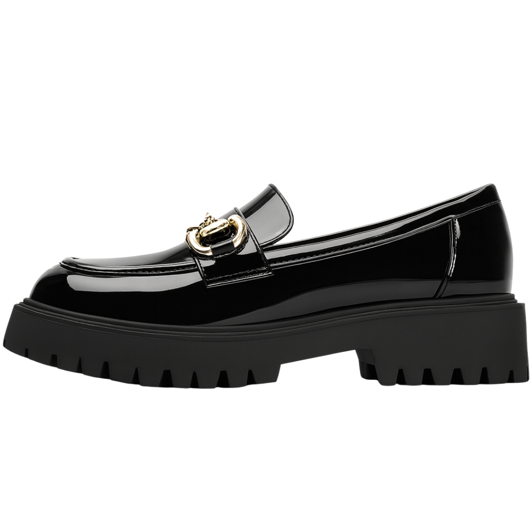 Loafers pour Femme à Semelle Plateforme – Chaussures Slip-On Confortables avec Boucle Métallique