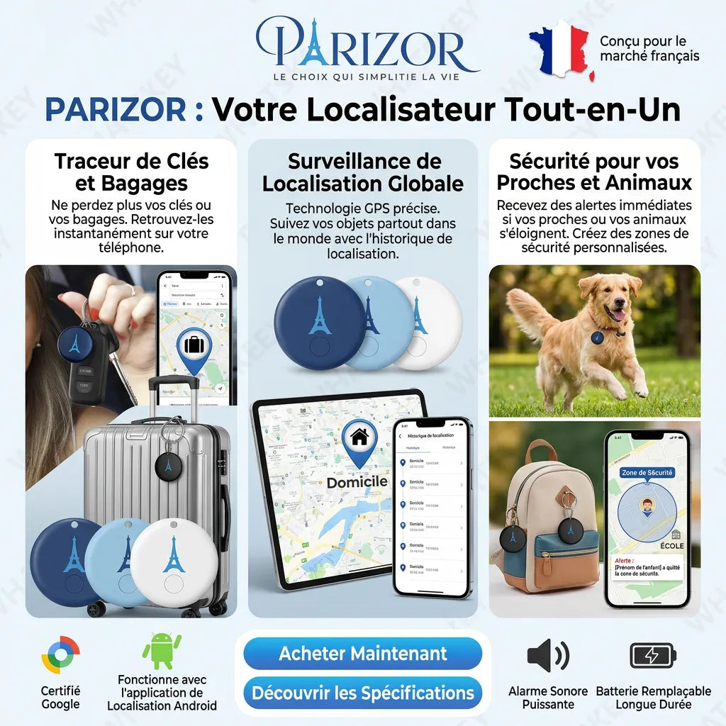 DroidTrack Pro™- Traceur GPS Sans Abonnement, Compatible Android & iOS