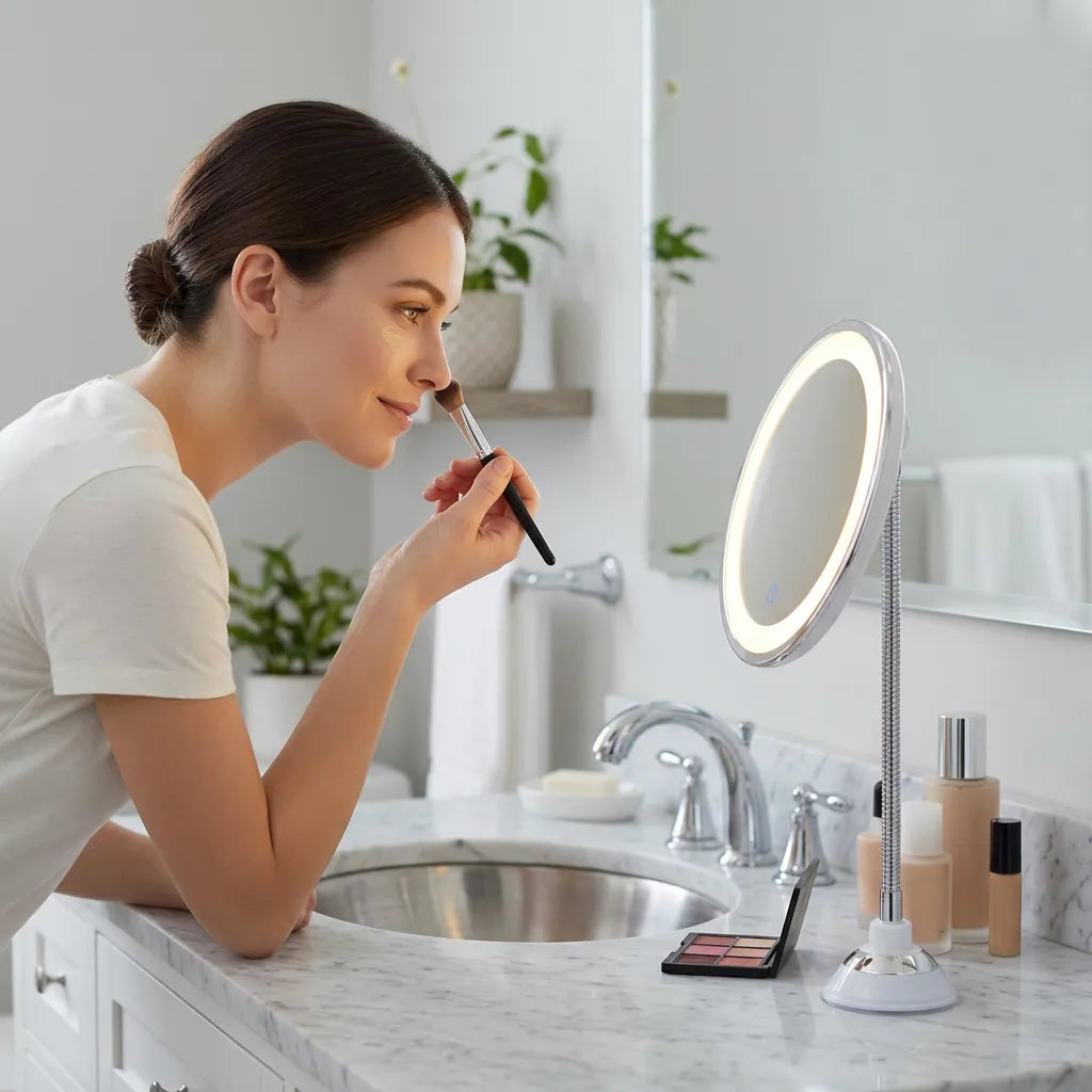 Miroir Grossissant LuminaFix | Miroir salle de bain LED 10x avec bras flexible