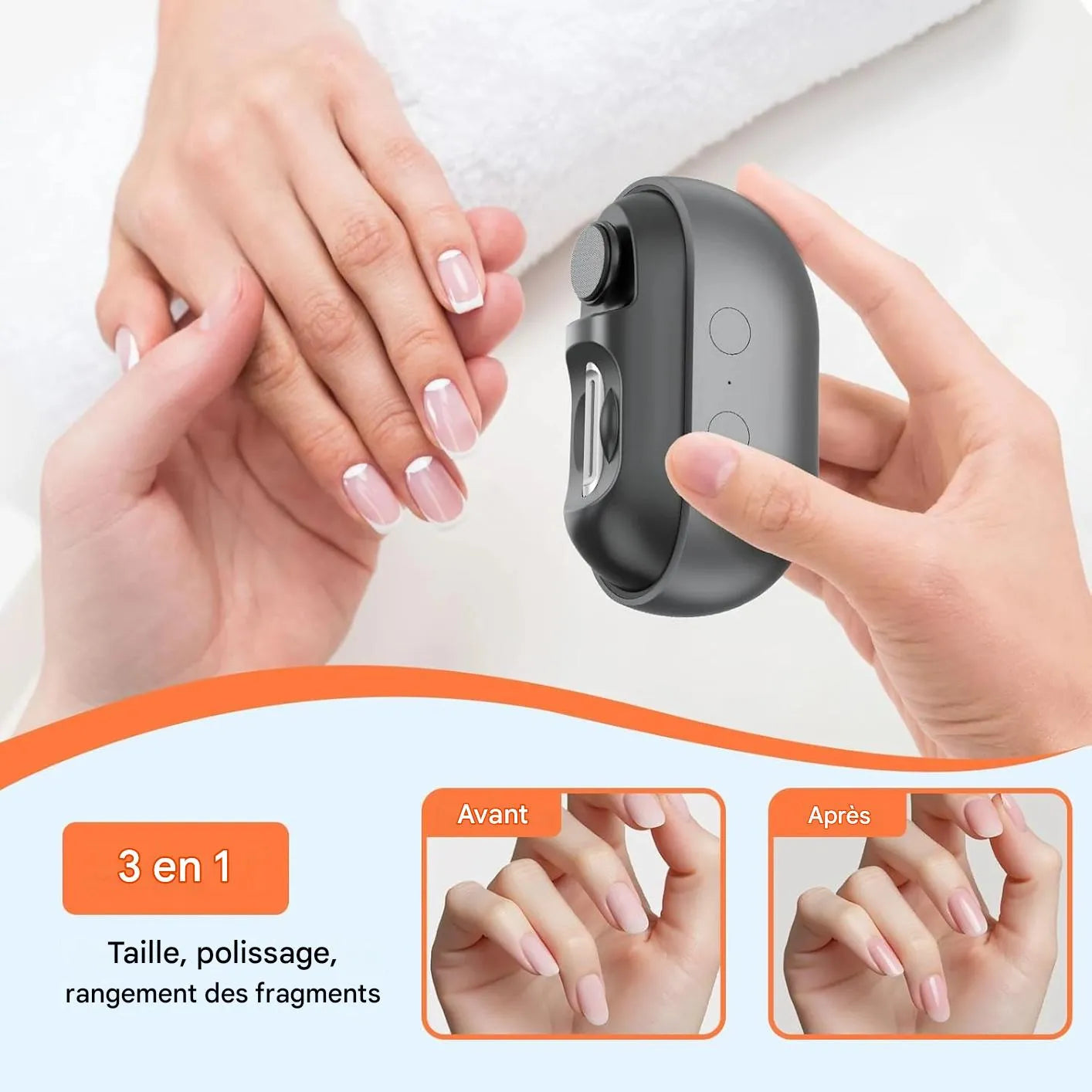 Coupe Ongle Electrique Orthopédique Inox pour Ongles Épais Gris