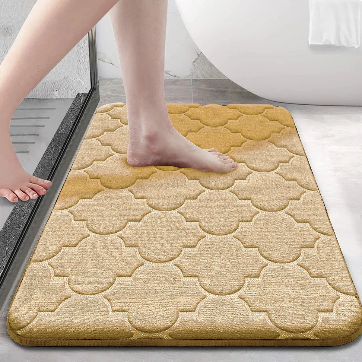 Tapis de Salle de Bain Moelly | Tapis de douche antidérapant en mousse à mémoire de forme