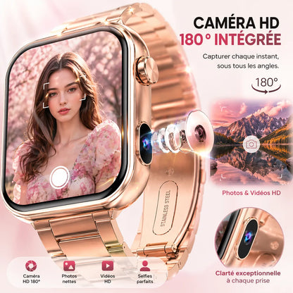 SnapWatch Pro | Montre connectée femme sport avec Caméra HD – Appels Bluetooth