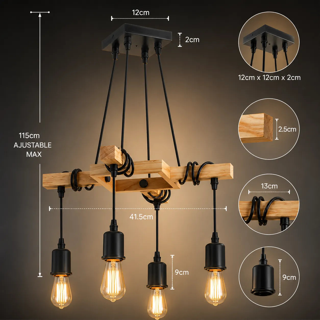 Lofténa™ Vintage | Industriel lustre salon et pour salle à manger