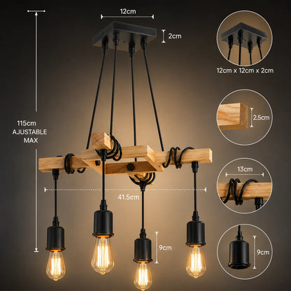 Lofténa™ Vintage | Industriel lustre salon et pour salle à manger