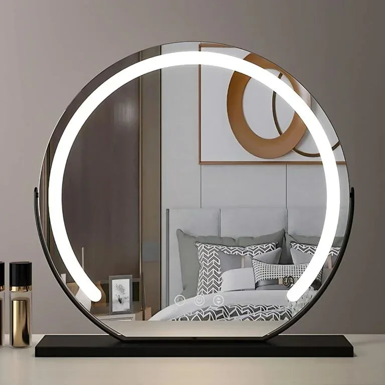 LUMINAPRO™ Éclat Doré | Élégant Miroir Maquillage LED pour les coiffeuses
