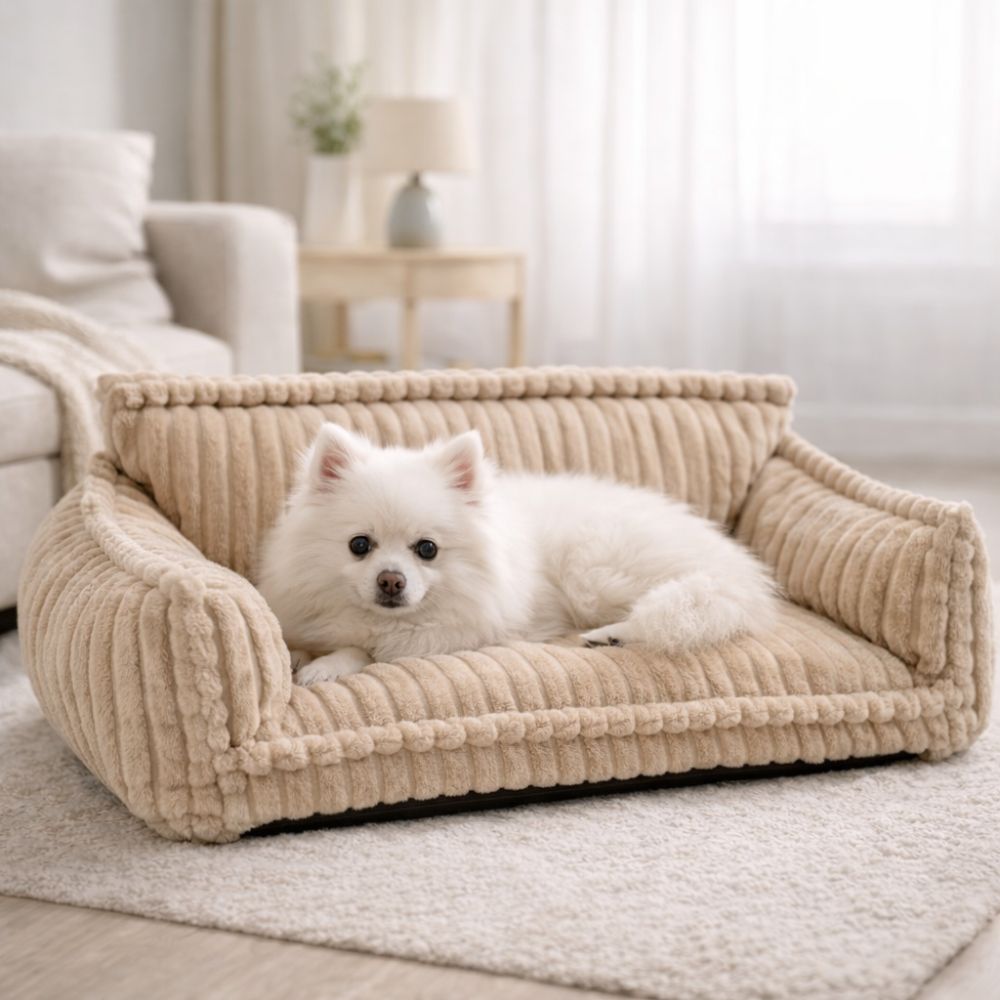 Canapé Orthopédique pour Chien en Velours Côtelé