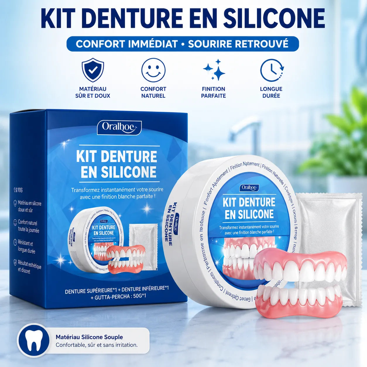 SmileFlex | Prothese Dentaire Amovible avec Dentier en Silicone Souple