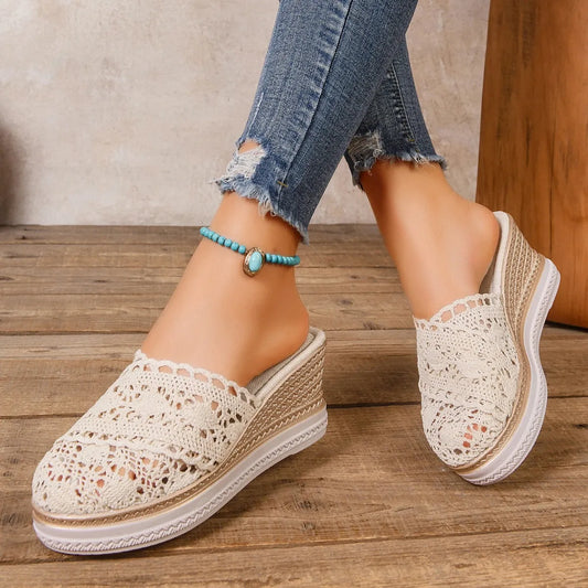 RETROLUX™ | Sandale Plate Forme Femme Cuir – Élégante & Confort