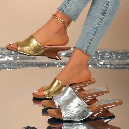 AURÉLIS DORÉ™ | Sandales Compensées Femme Élégantes Été – Dorées Soirée