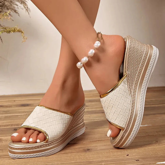 LUMINA DORÉ™ | Sandales Dorées Femme Élégantes Été – Compensées Confort Plateforme