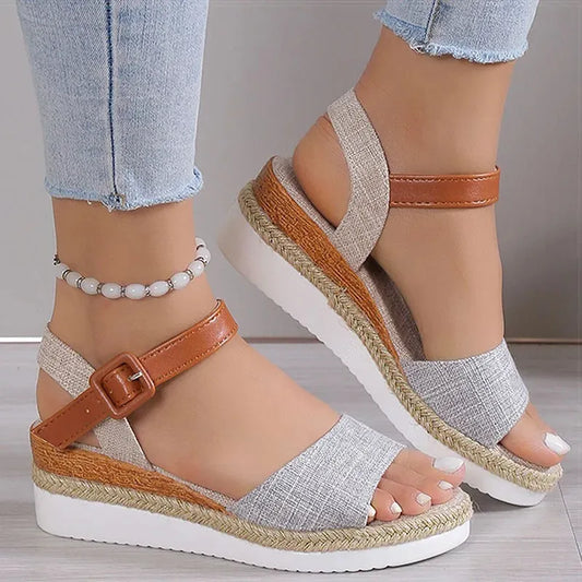 ELEVIA™ – Sandales Plateforme Femme Élégantes à Talon Compensé & Confort Été