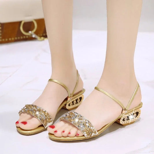 ÉCLAT DORÉ™ – Sandales Dorées Femme Plates à Paillettes Confort Été