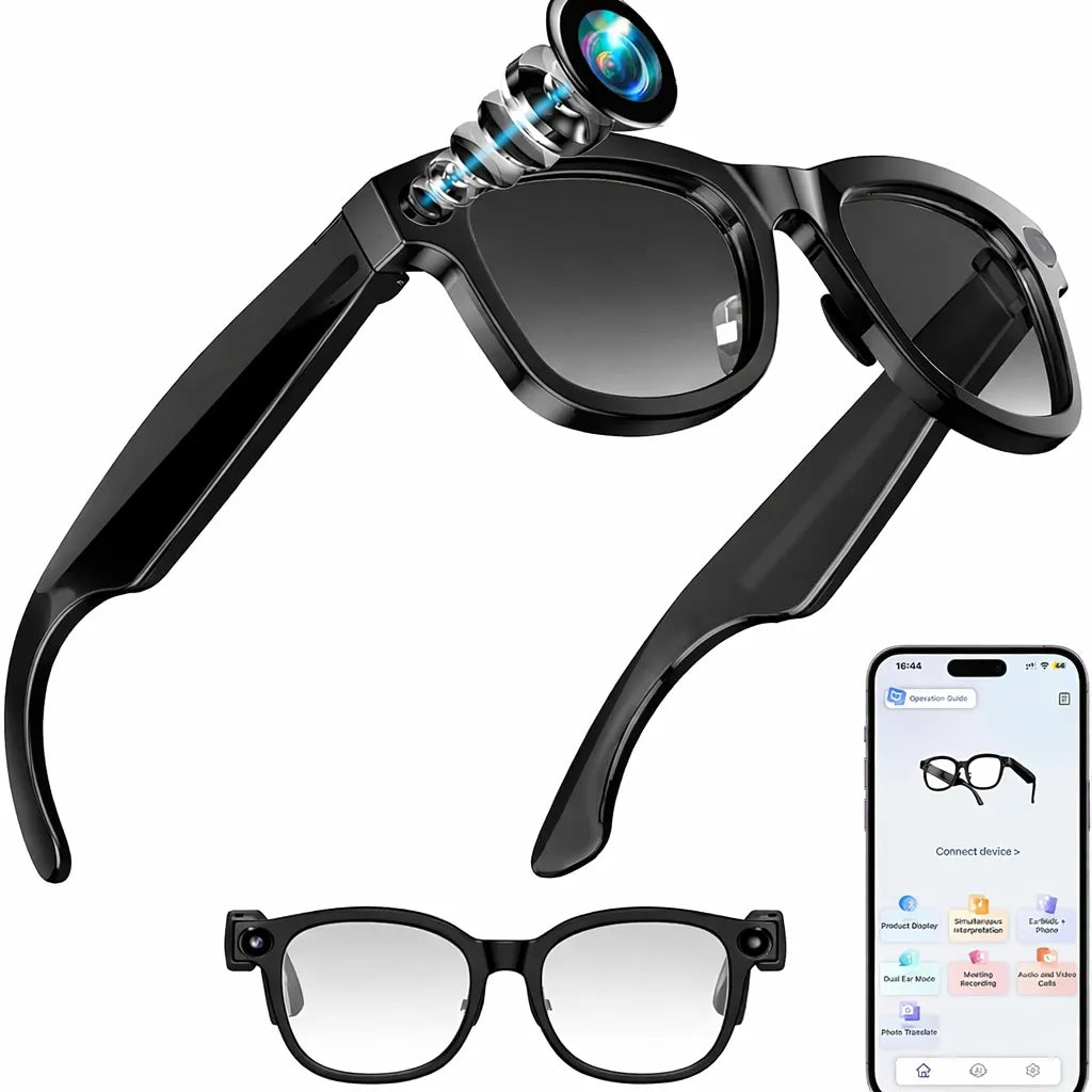 VisionAI Glass – lunettes avec caméra espion - mini caméra de surveillance