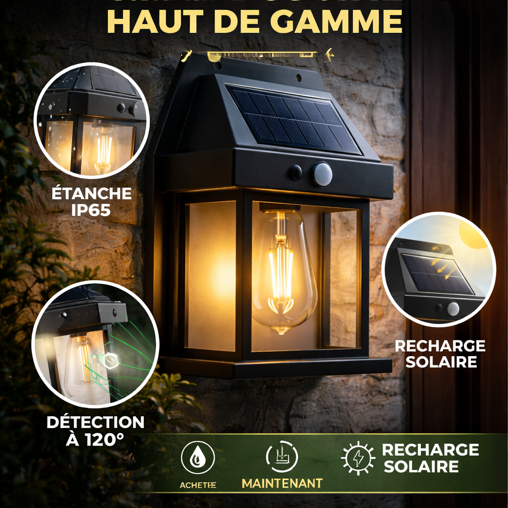 Applique Murale Solaire Effet Tungstène