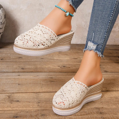 RETROLUX™ | Sandale Plate Forme Femme Cuir – Élégante & Confort
