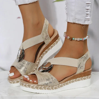 SERPENTIA DORÉ™ – Sandales Dorées Femme Compensées
