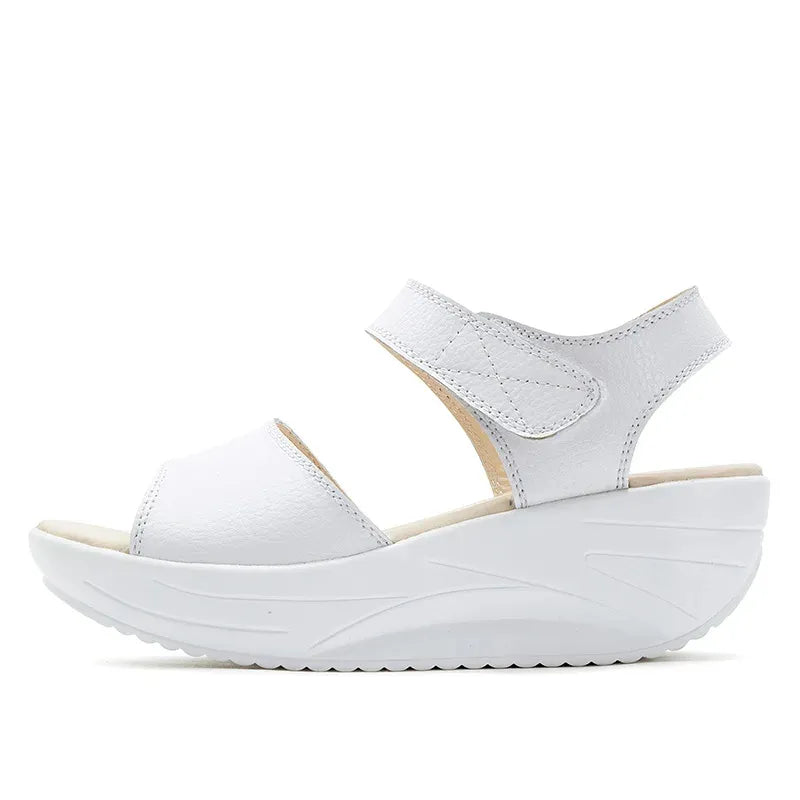 PURELUX™ | Sandale Plate Forme Femme Cuir – Élégance & Confort Été