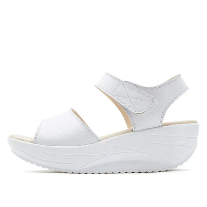 PURELUX™ | Sandale Plate Forme Femme Cuir – Élégance & Confort Été