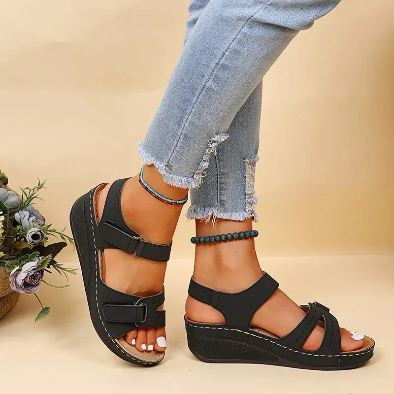 ZÉLORA™ | Sandales Compensées Femme Élégantes Été – Confort Léger