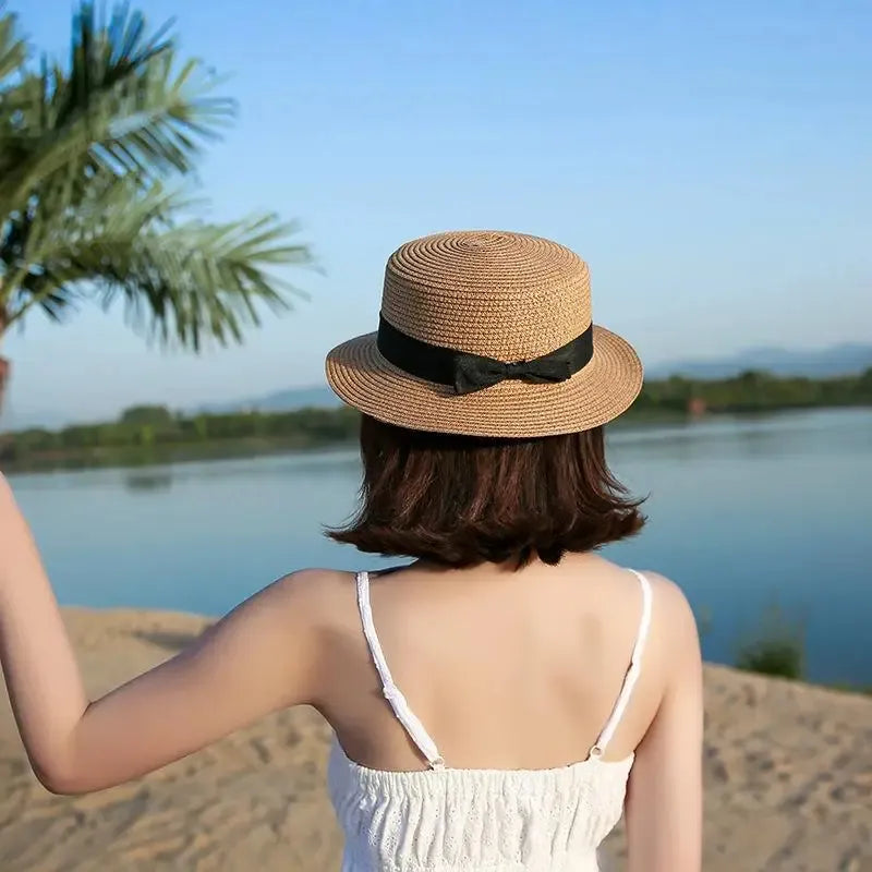 Charme Estival – Chapeau paille femme à bord large avec nœud