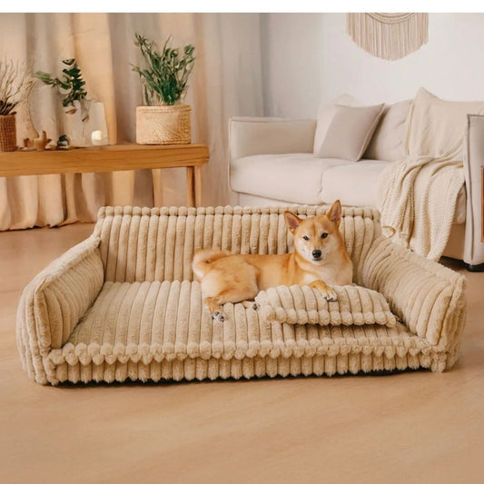 Canapé Orthopédique pour Chien en Velours Côtelé