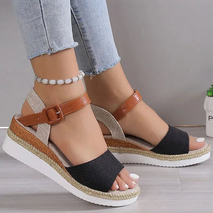ELEVIA™ – Sandales Plateforme Femme Élégantes à Talon Compensé & Confort Été