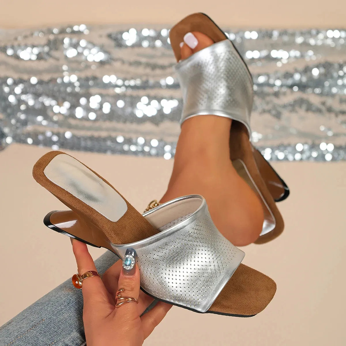 AURÉLIS DORÉ™ | Sandales Compensées Femme Élégantes Été – Dorées Soirée