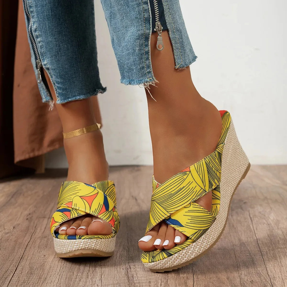 Orlina™ – Mules compensées femme sandale plateforme confortable