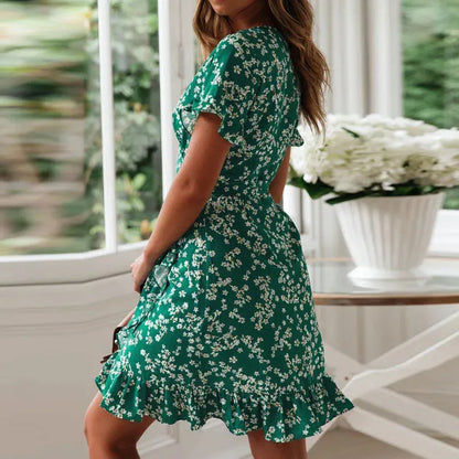 Lysoria™ – Robe portefeuille courte femme fluide