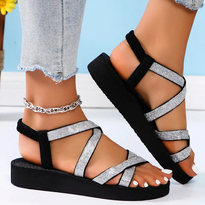 NOIRÉA CONFORT™ | Sandales Plates Noires Femme – Confort Léger Été
