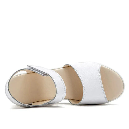 PURELUX™ | Sandale Plate Forme Femme Cuir – Élégance & Confort Été