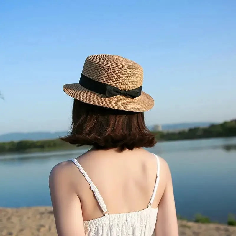 Charme Estival – Chapeau paille femme à bord large avec nœud