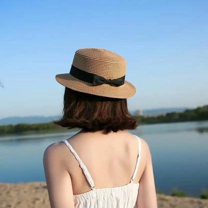 Charme Estival – Chapeau paille femme à bord large avec nœud
