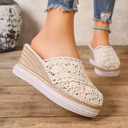RETROLUX™ | Sandale Plate Forme Femme Cuir – Élégante & Confort