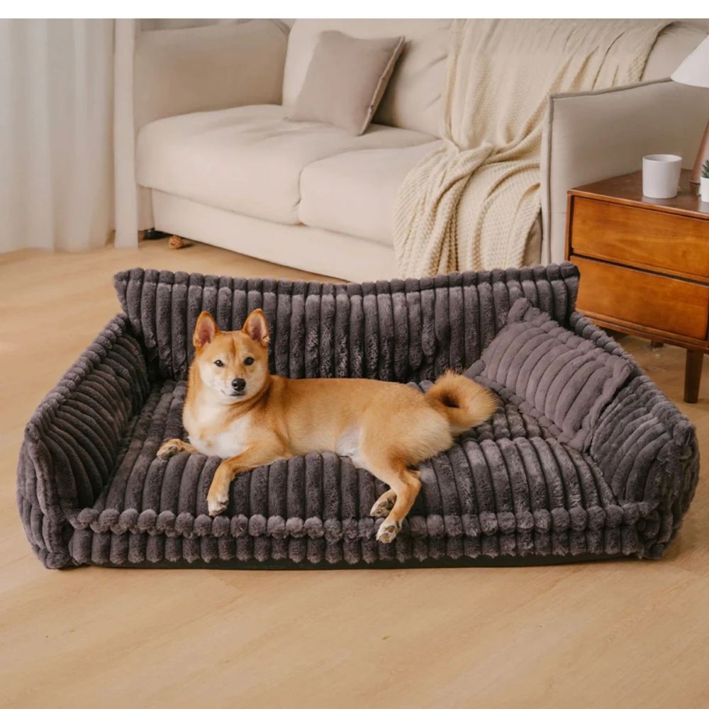 Canapé Orthopédique pour Chien en Velours Côtelé