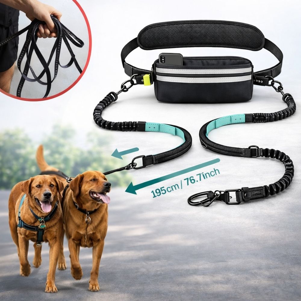 Laisse Double Mains Libres pour 2 Chiens